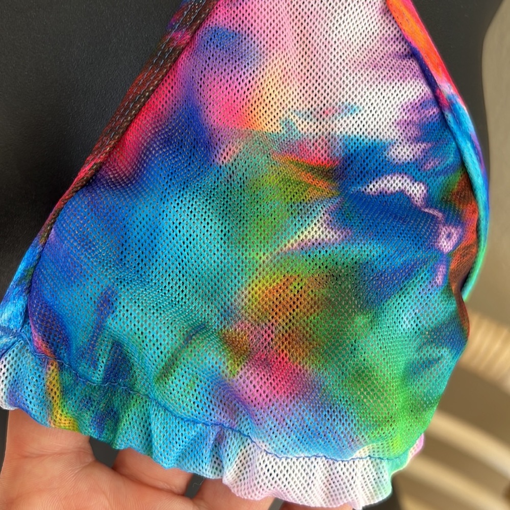 Net triangle rainbow tie-dye bikini top - Picture 4 of 5